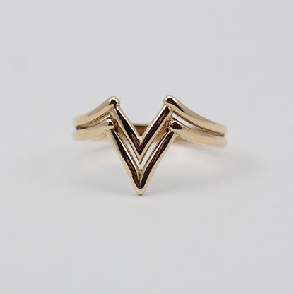 Vintage 9ct Gold Double Wishbone Ring, 1988