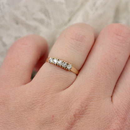 Vintage 9ct Gold and CZ 5 Stone Ring, 1988