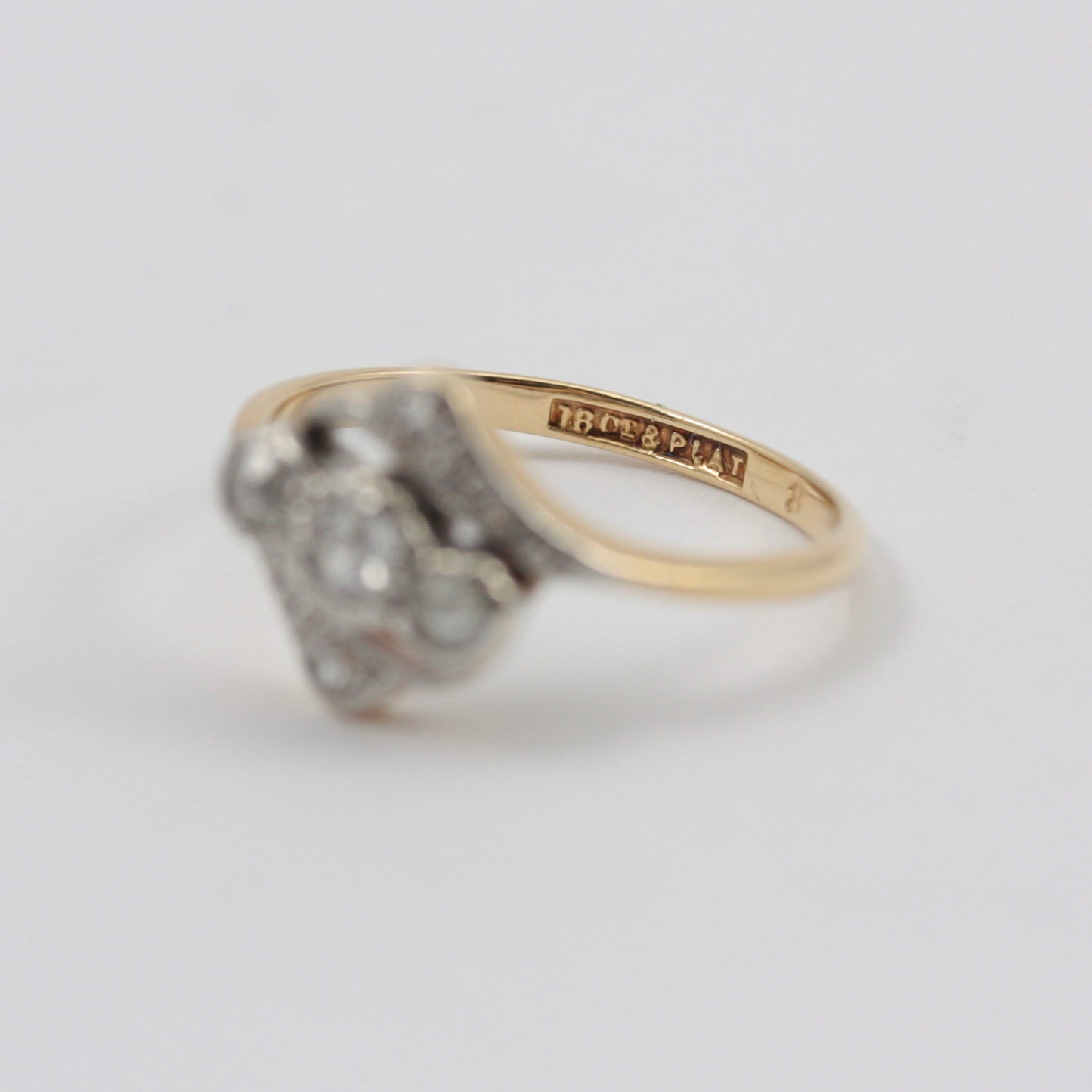Vintage 18ct Gold and Platinum Diamond Crossover Ring