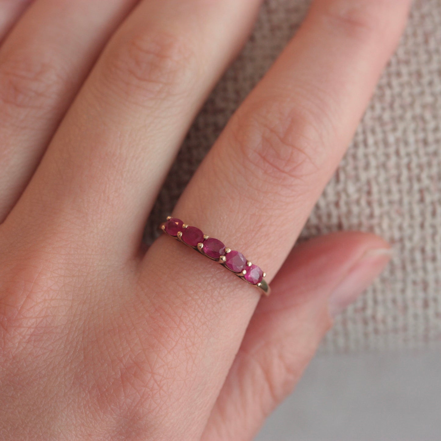 Pre-owned 9ct Gold Ruby Five Stone Ring, 2010