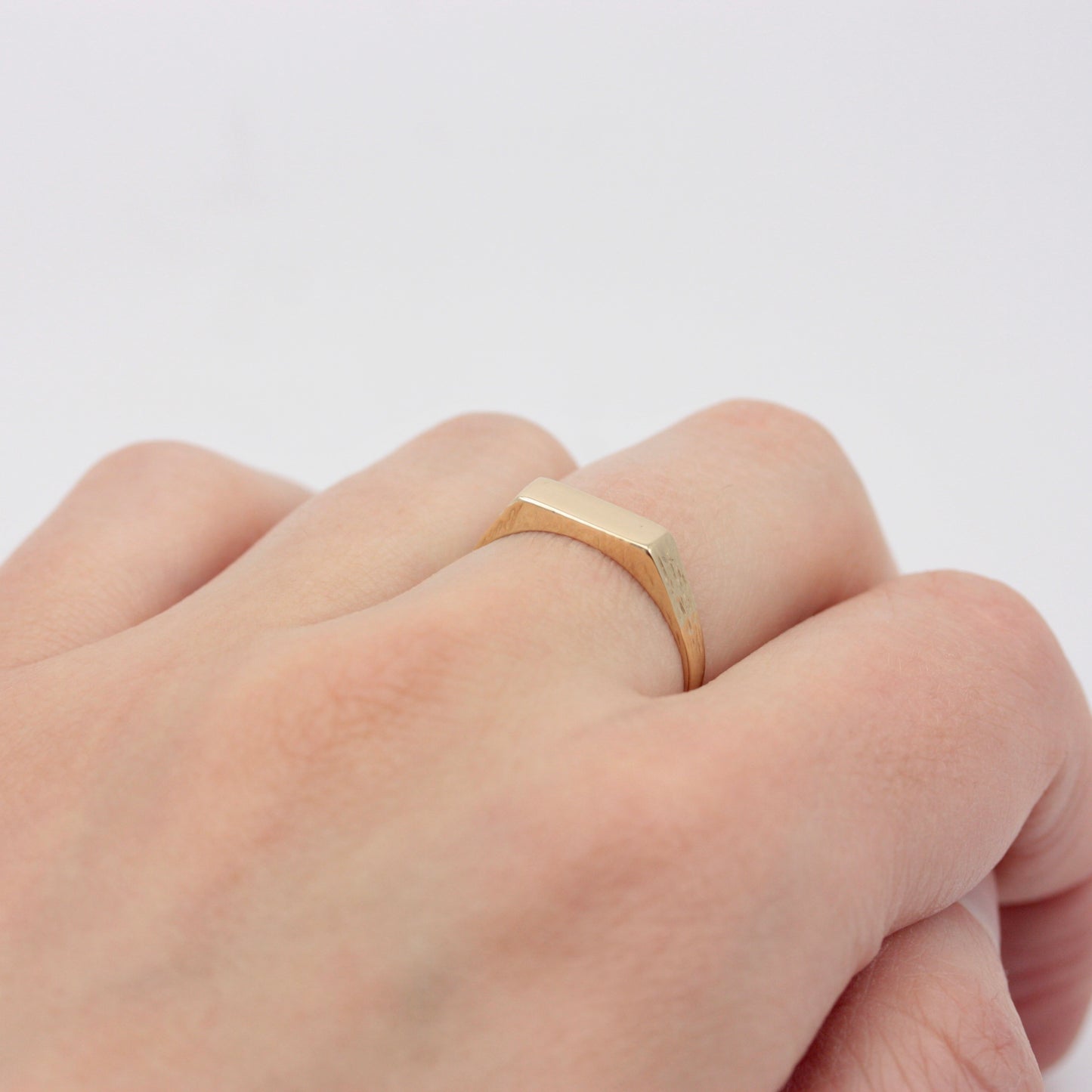 Vintage 9ct Gold Bar Signet Ring, 1981