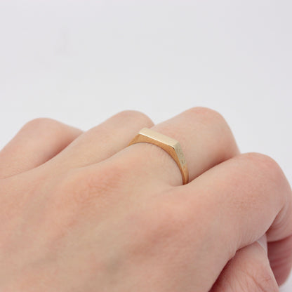 Vintage 9ct Gold Bar Signet Ring, 1981
