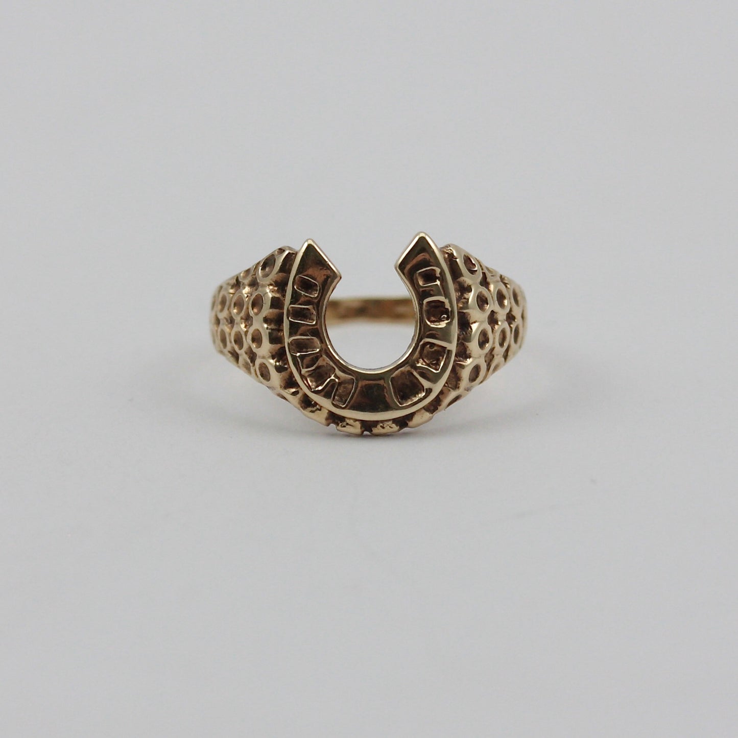 Vintage 9ct Gold Textured Horseshoe Ring, 1980
