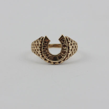 Vintage 9ct Gold Textured Horseshoe Ring, 1980