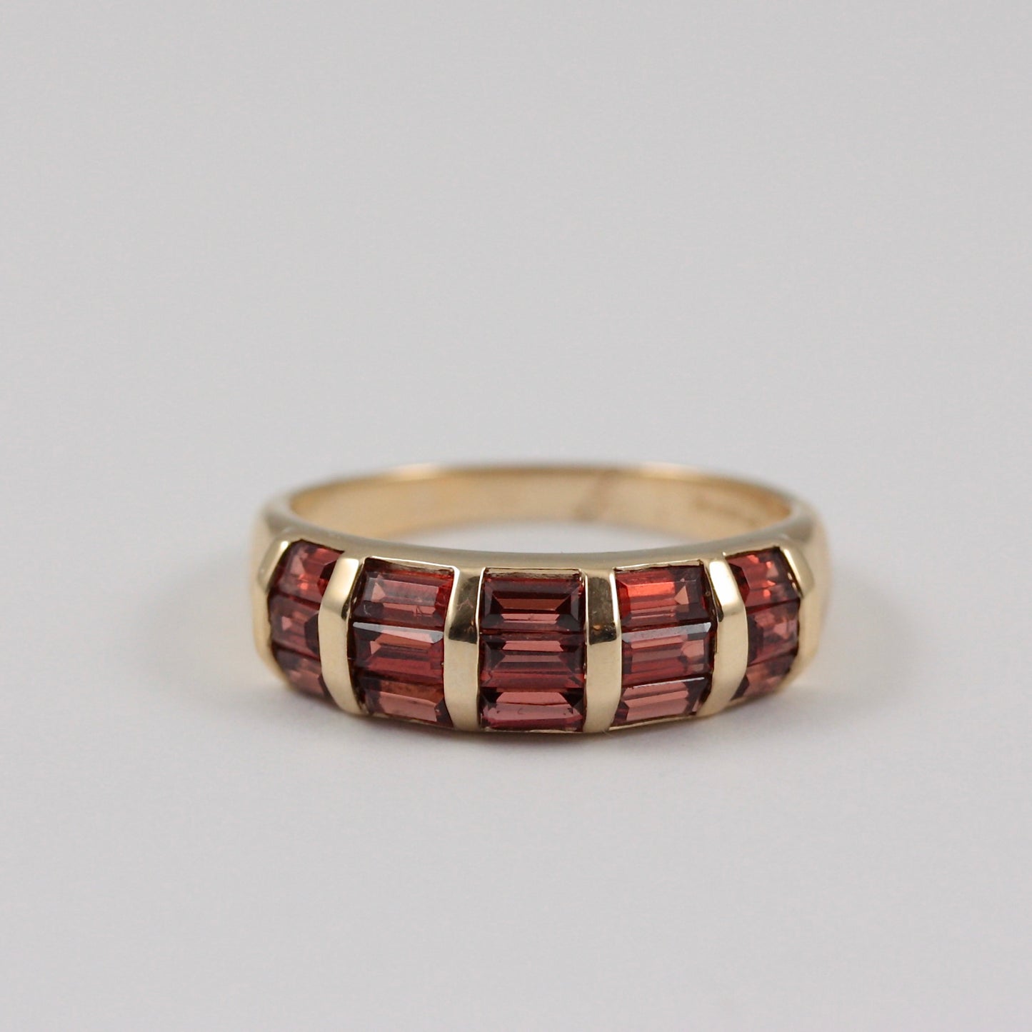 Vintage 9ct Gold Baguette Cut Garnet Dome Ring, 2000
