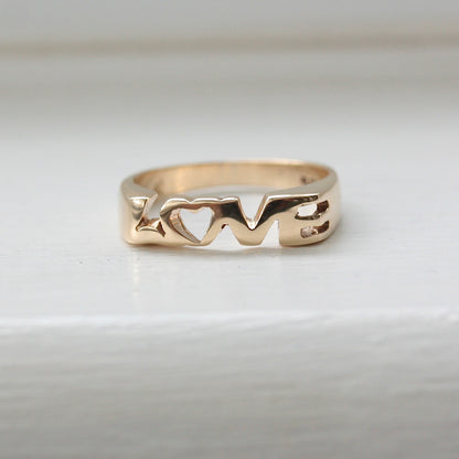 Vintage 9ct Gold 'LOVE' Ring, 1986