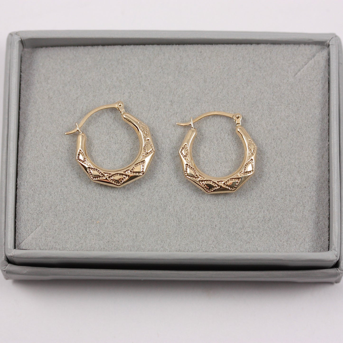 Pre-owned 9ct Gold Angled Hoop Earrings