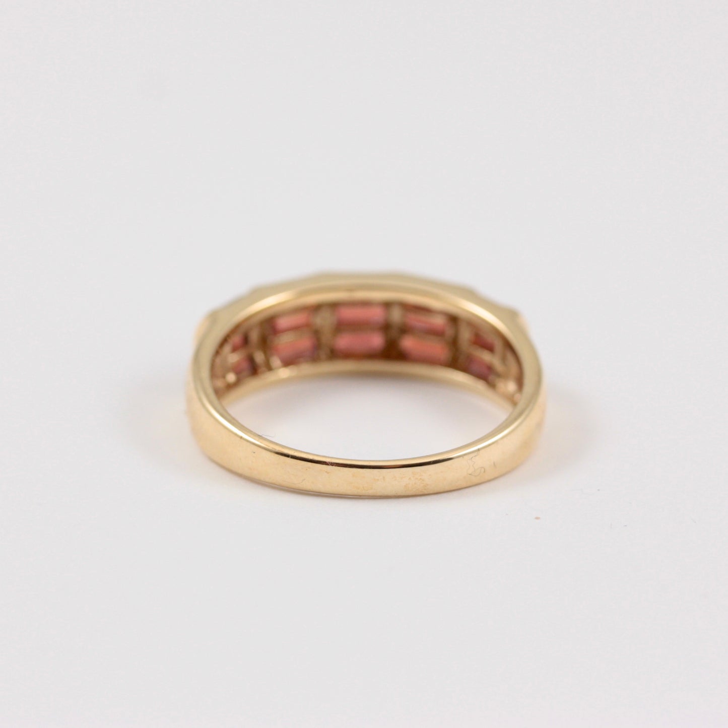 Vintage 9ct Gold Baguette Cut Garnet Dome Ring, 2000