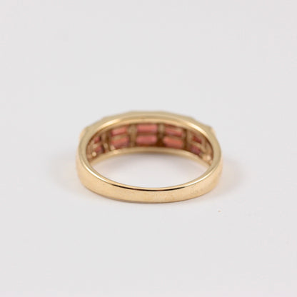 Vintage 9ct Gold Baguette Cut Garnet Dome Ring, 2000