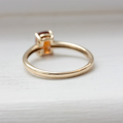 Pre-owned Orange Hessonite Garnet Solitaire Ring, 2014