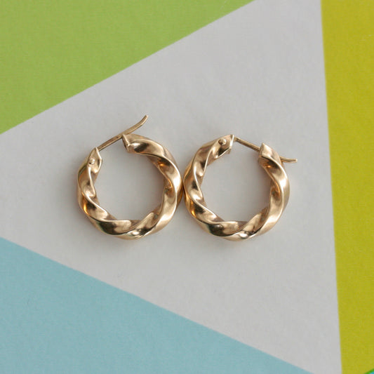 Pre-owned 9ct Gold Twist Hoop Earrings, Small / Medium