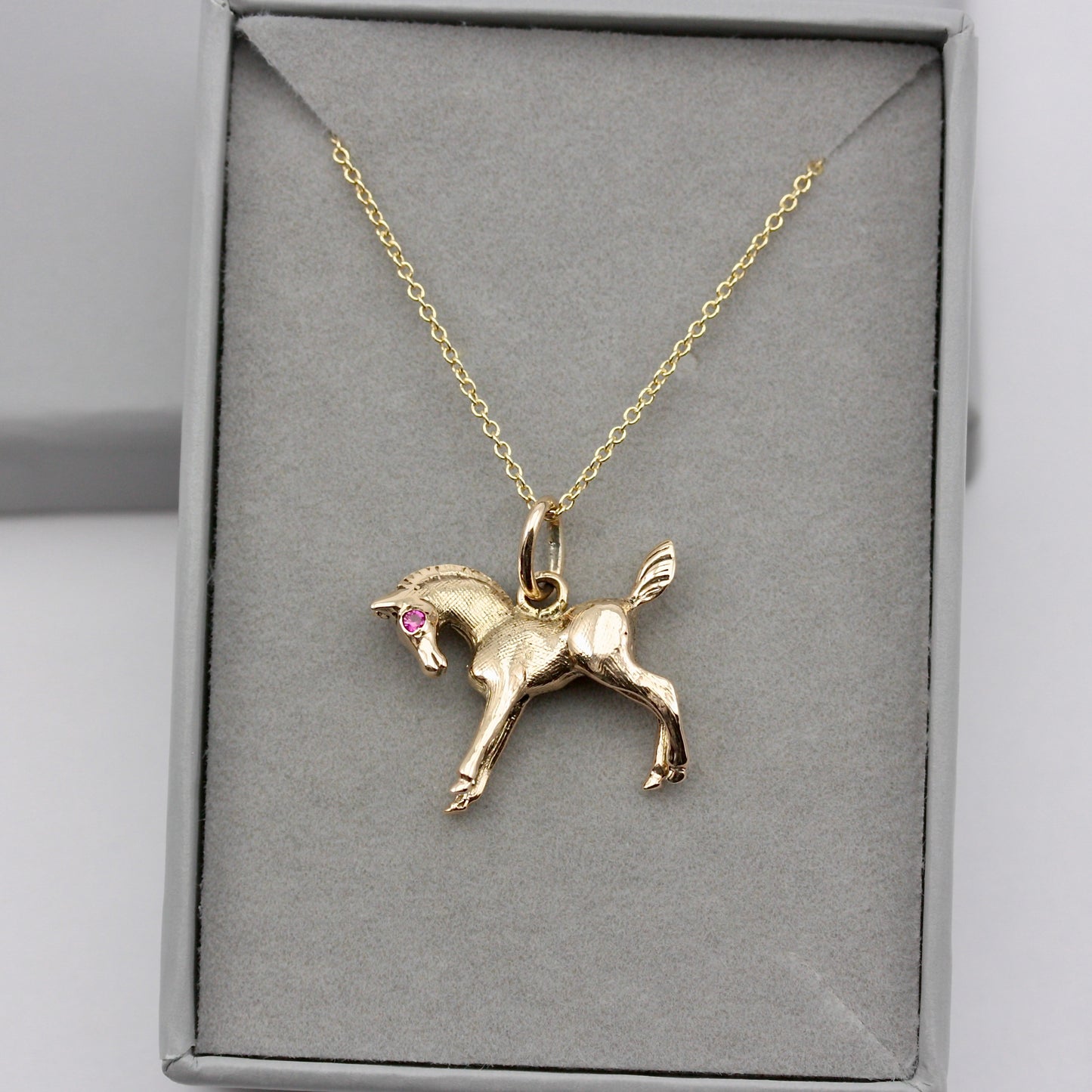 Vintage 9ct Gold Horse Pendant with Ruby Eyes, Georg Jensen, 1963