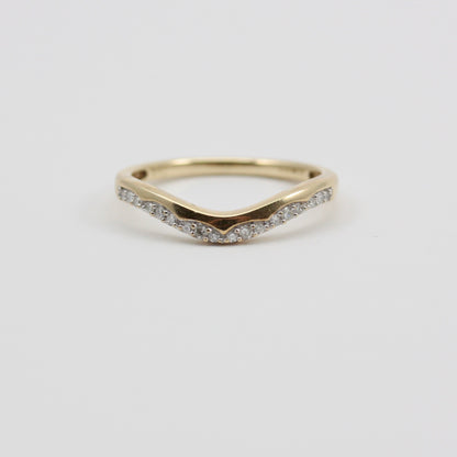 9ct gold diamond wishbone ring 0.10 carats