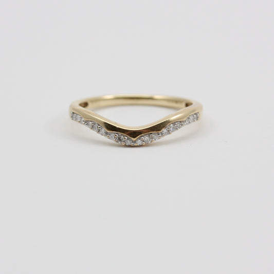 9ct gold diamond wishbone ring 0.10 carats