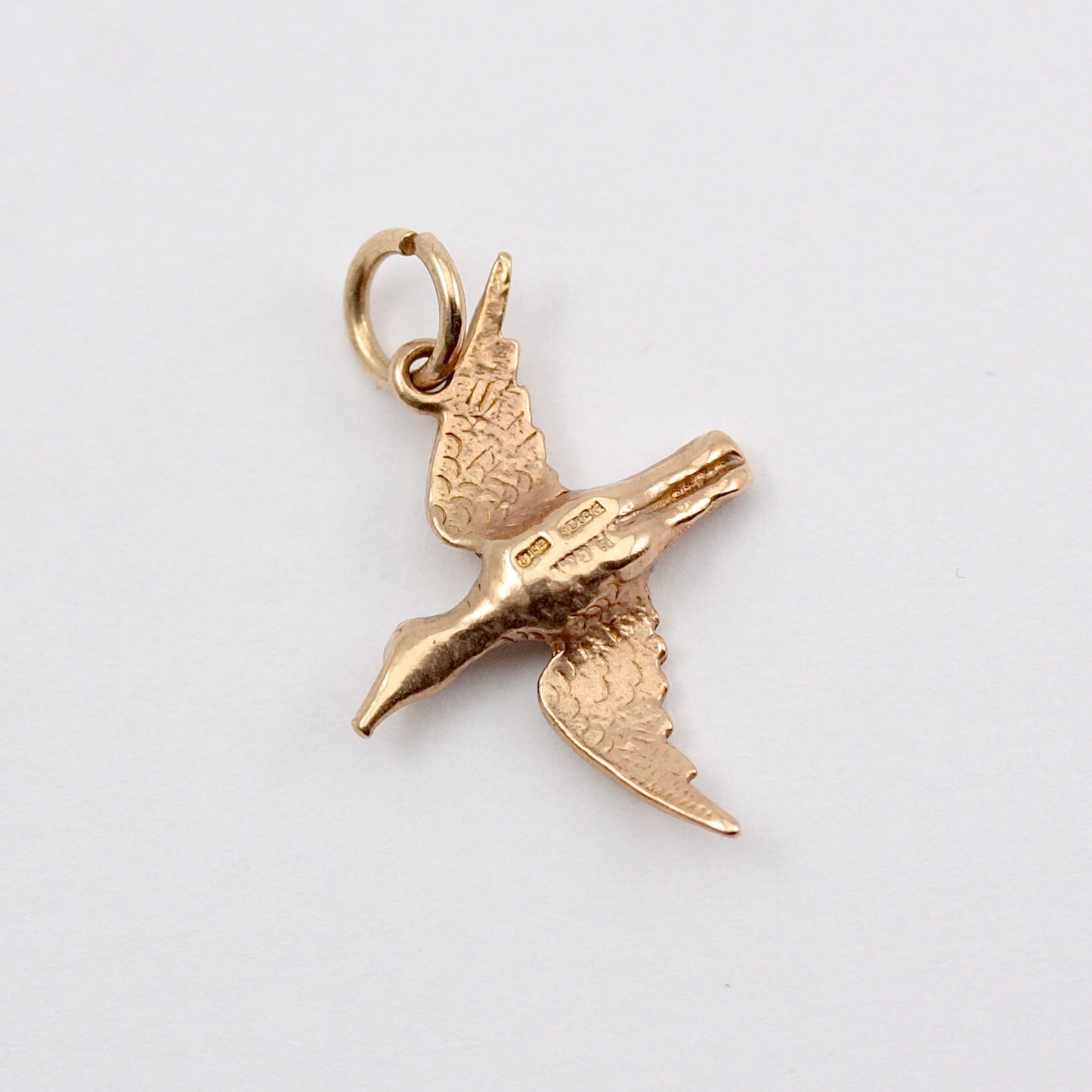 Vintage 9ct Gold Bird In Flight Charm / Pendant, 1965