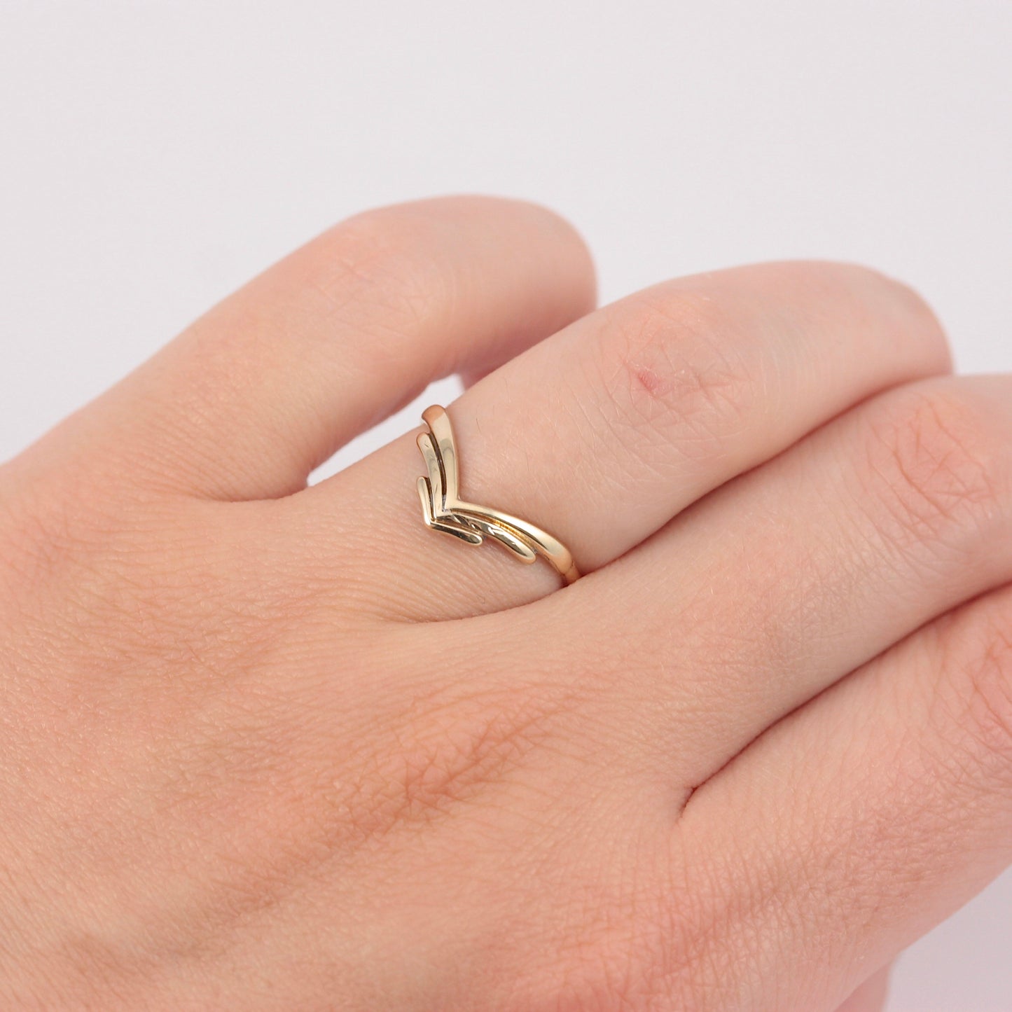 Vintage 9ct Gold Chevron Wishbone Ring, 1993