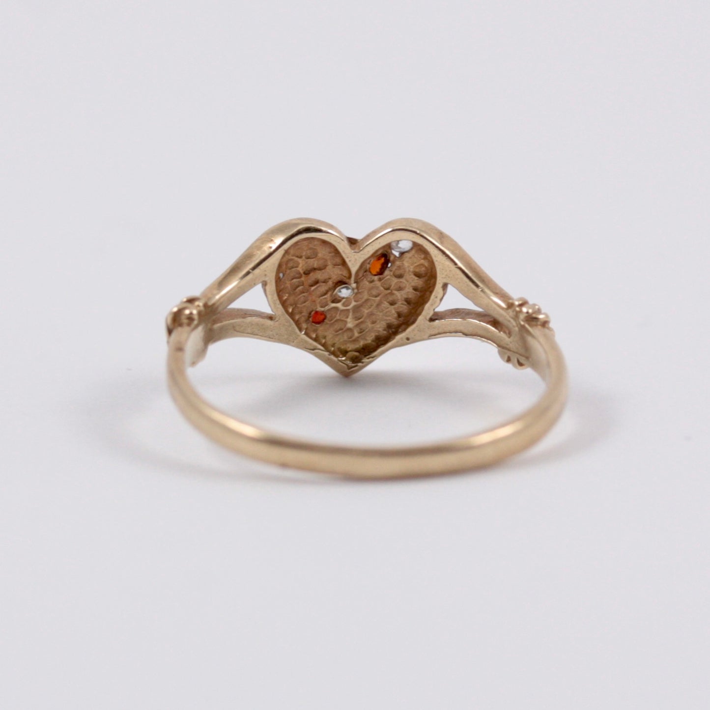 Vintage 9ct Gold Gemstone Set Heart Ring