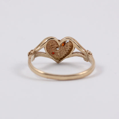 Vintage 9ct Gold Gemstone Set Heart Ring