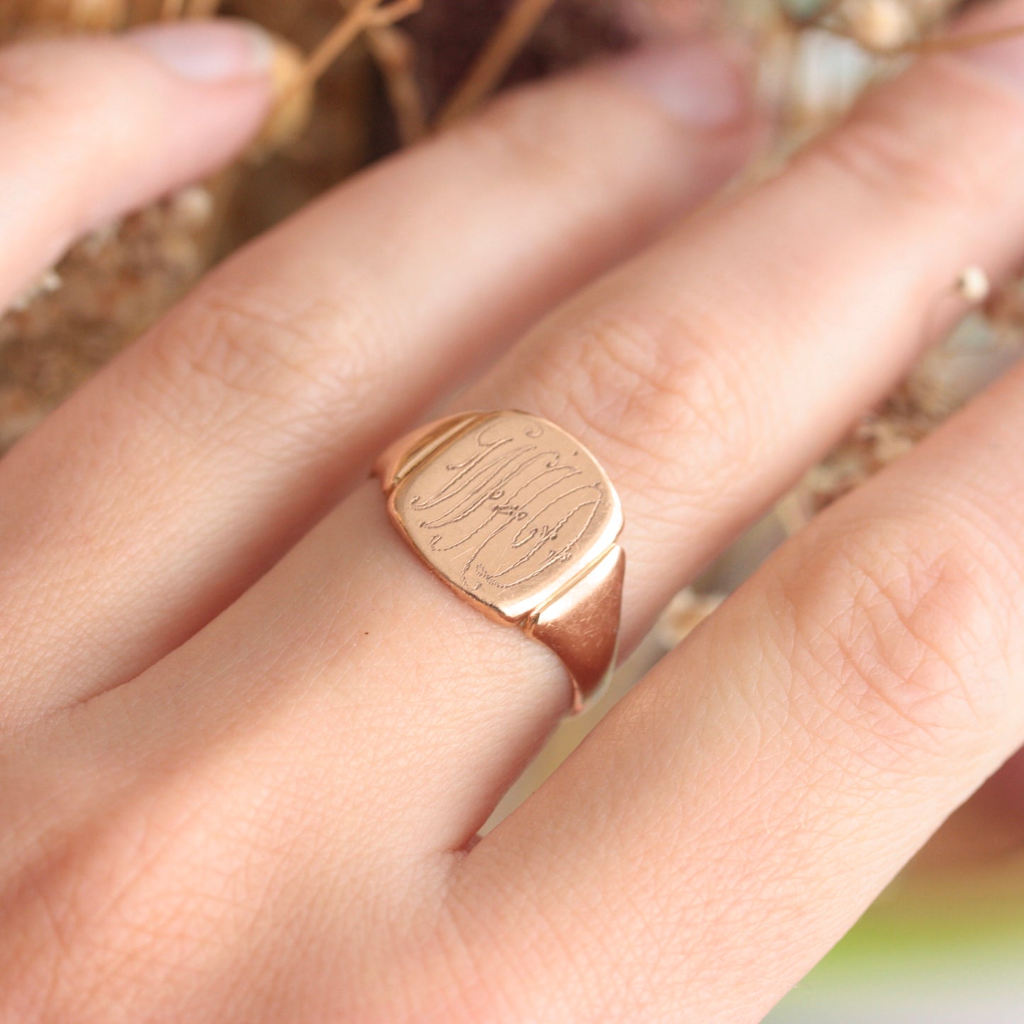 Early Vintage 9ct Gold Monogram Signet Ring, 1926