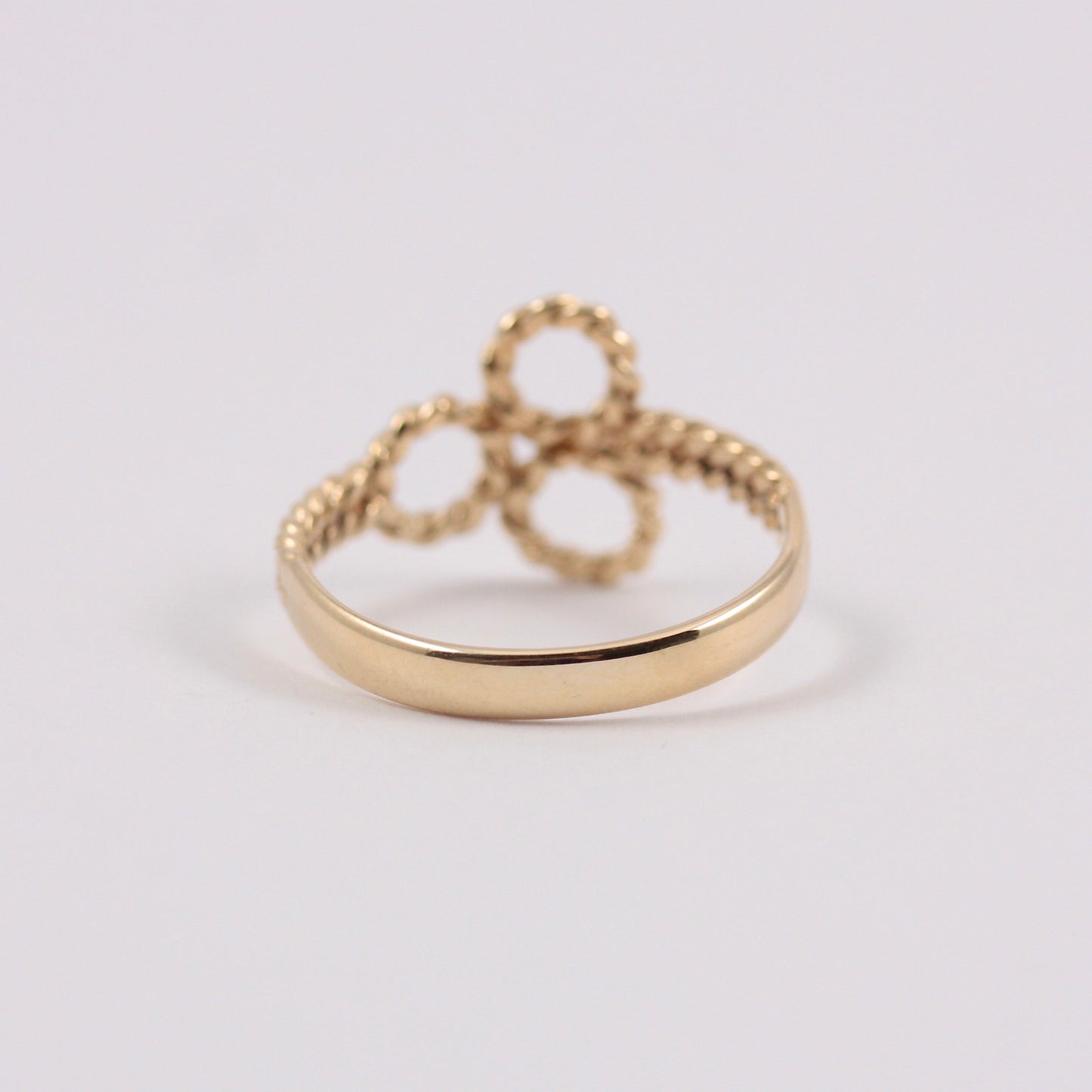 Vintage 9ct Gold Rope Trefoil Ring, 1978