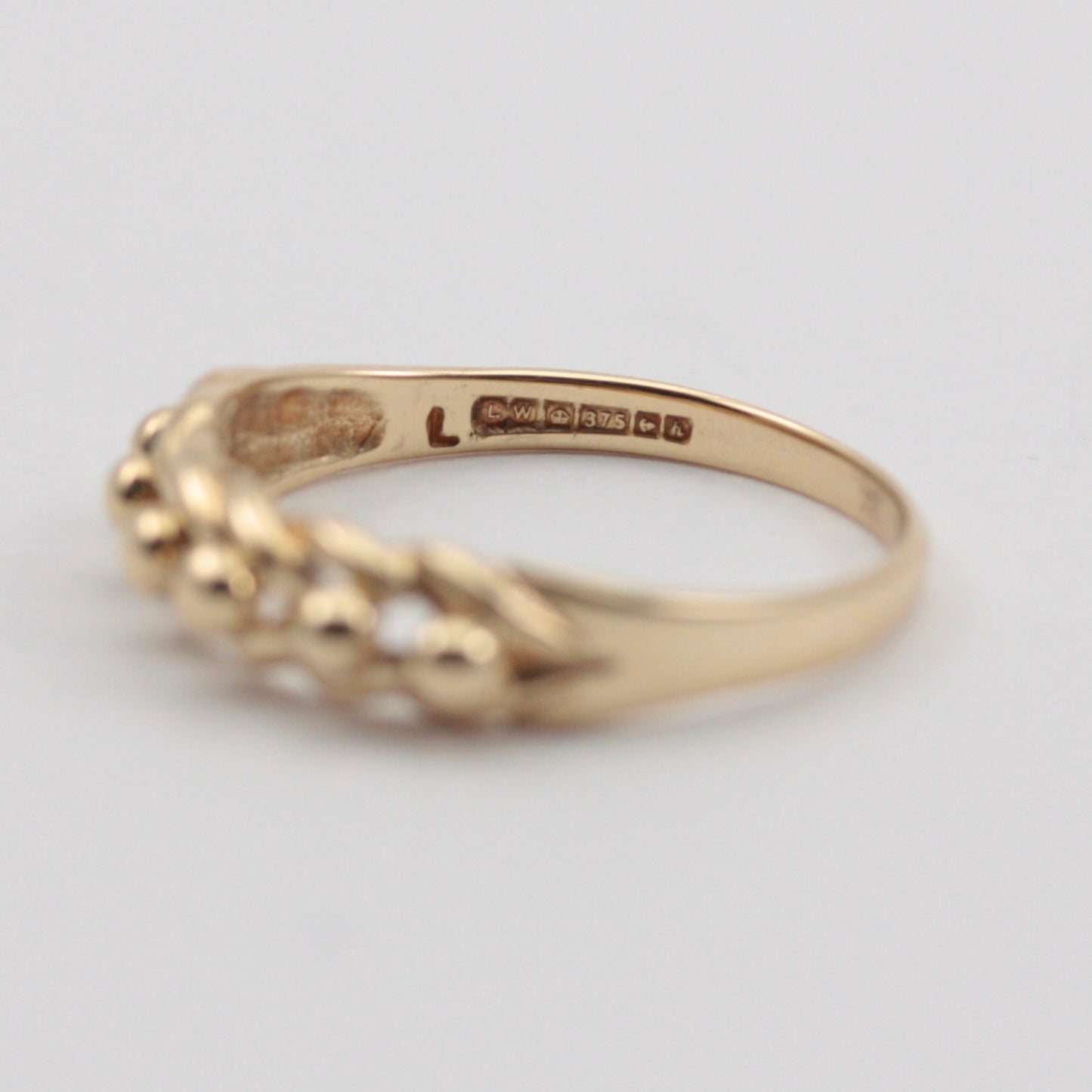 Vintage 9ct Gold Single Row Keeper Ring, 1982