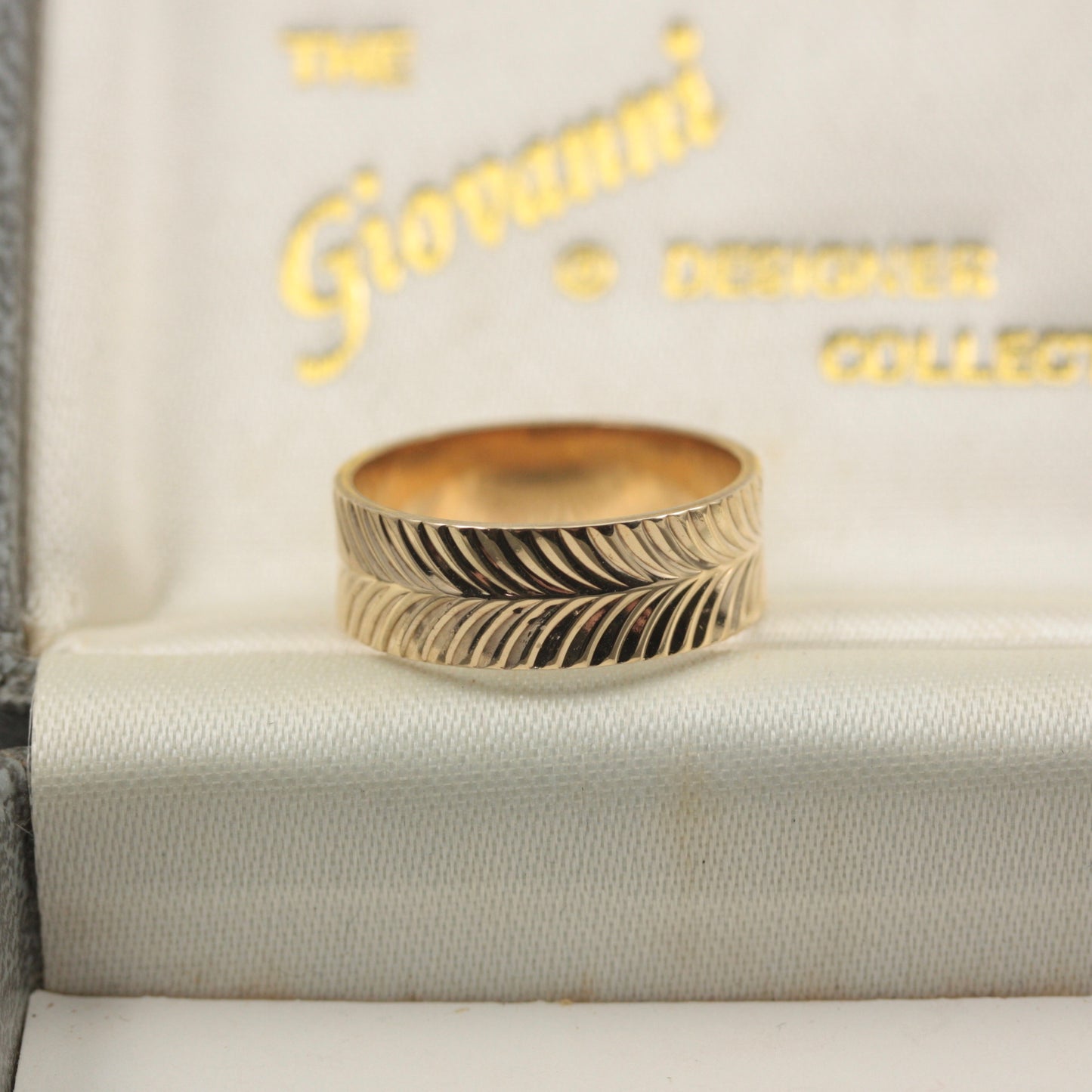 Vintage 9ct Gold Textured Band Ring, 1968