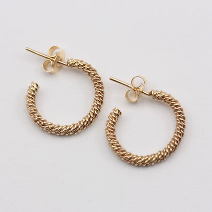 Vintage 9ct Gold Twist 3/4 Hoop Earrings, Small, 1984