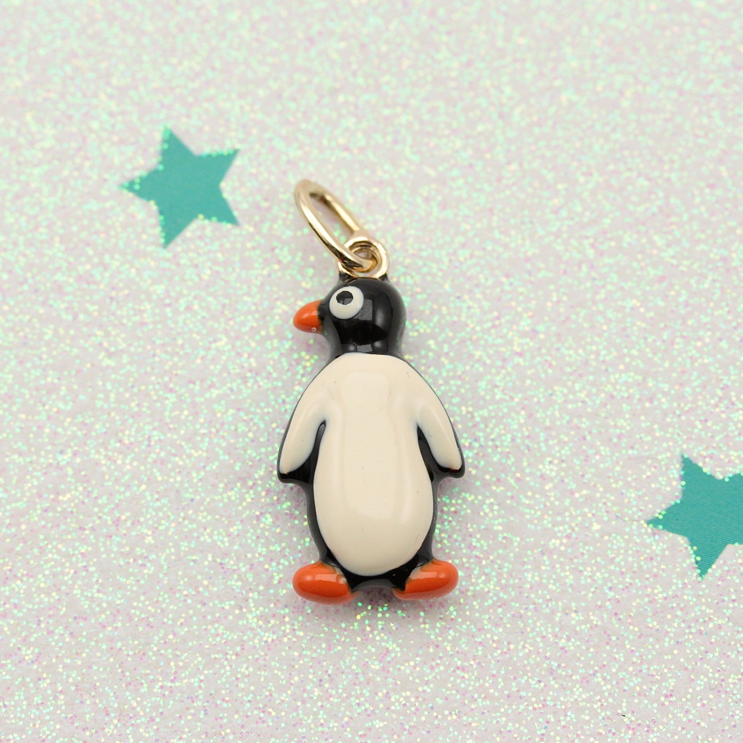 9ct Gold and Enamel Penguin Charm, Italy