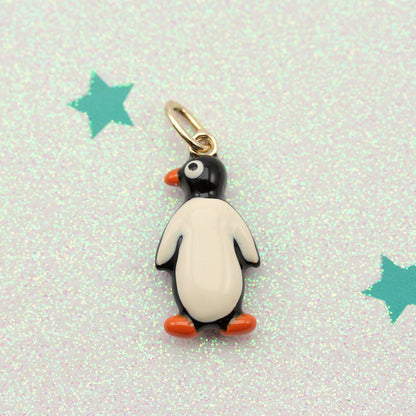 9ct Gold and Enamel Penguin Charm, Italy