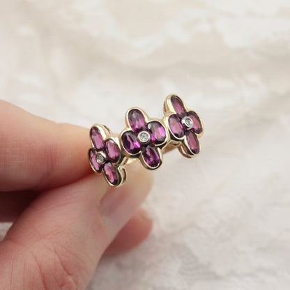 second hand garnet diamond ring 9ct gold