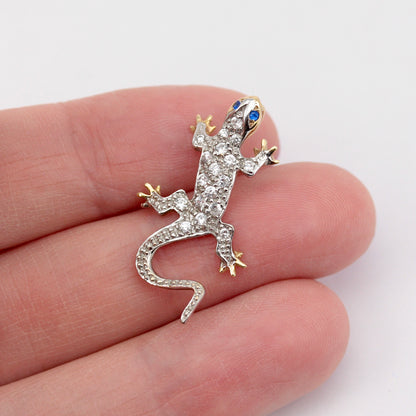 Late Vintage 9ct Gold CZ Lizard Slider Pendant