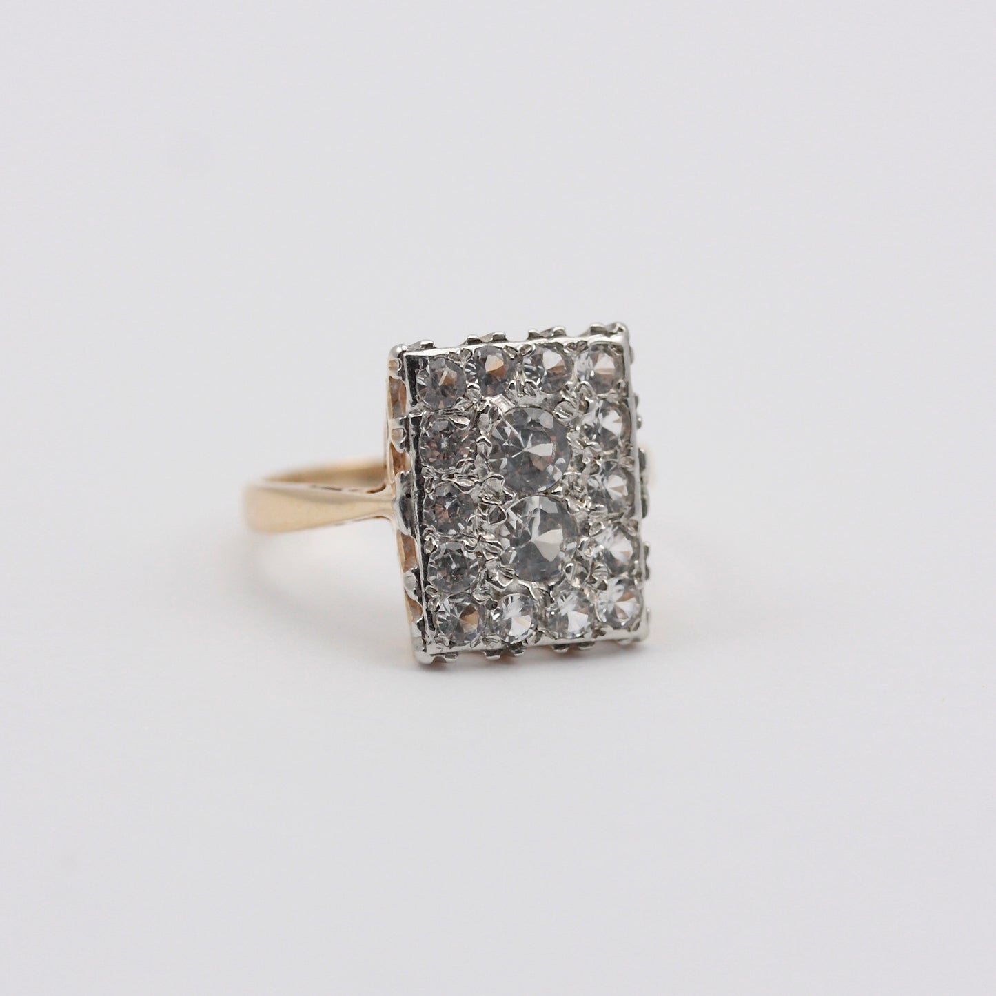 Art Deco 9ct Gold Rock Crystal Plaque Ring