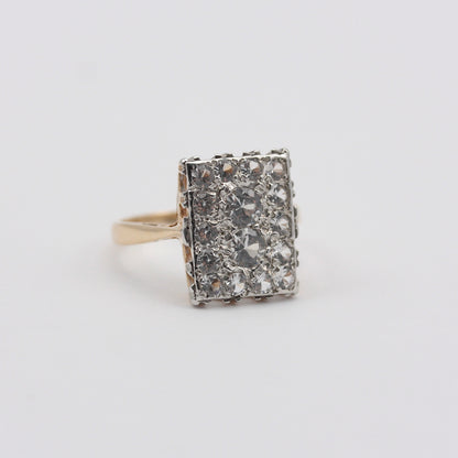 Art Deco 9ct Gold Rock Crystal Plaque Ring