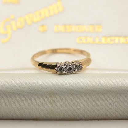 Vintage 9ct Gold Diamond Three Stone Ring, 1989