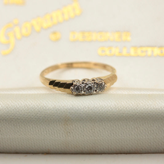 Vintage 9ct Gold Diamond Three Stone Ring, 1989