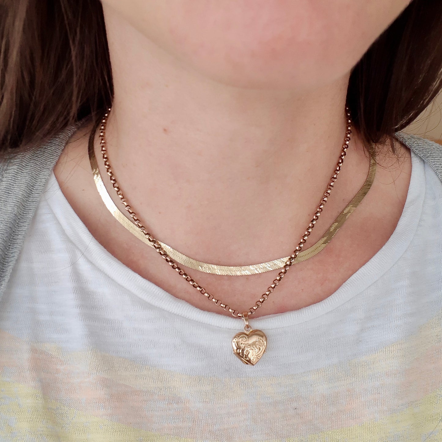 Antique 9ct Yellow Gold Belcher Chain Necklace, 15.5 inches