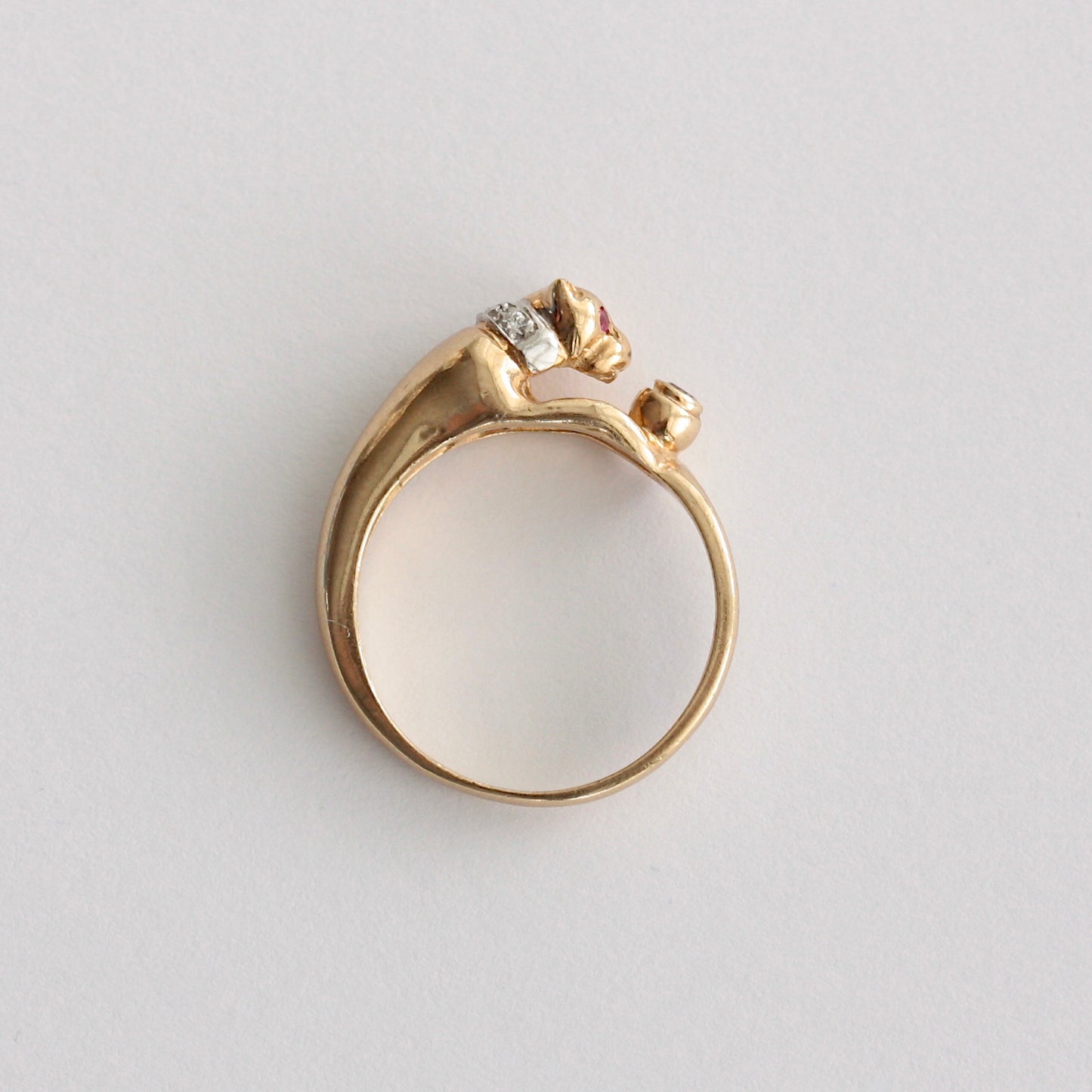 Vintage 9ct Gold Cat and Water Bowl Ring, 2001