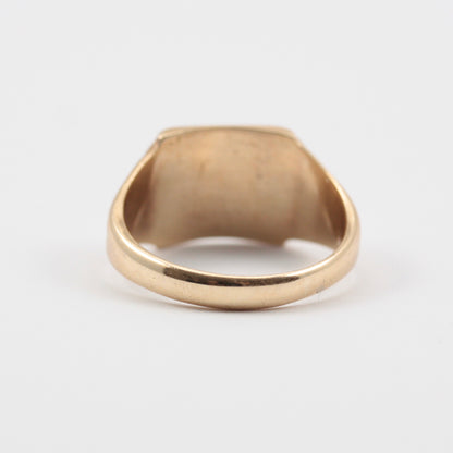 Vintage 9ct Gold Square Signet Ring, 1969