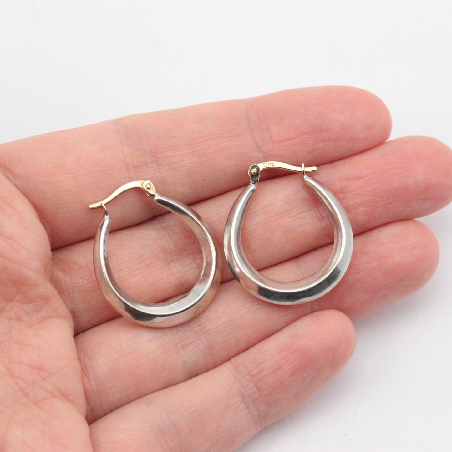 Yellow & White Gold Reversible Hoop Earrings, Medium