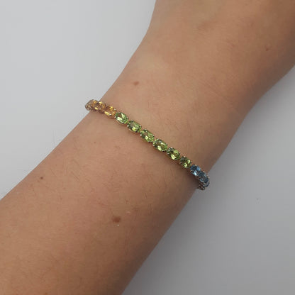 Vintage 9ct Gold Rainbow Gemstone Bracelet, 1998