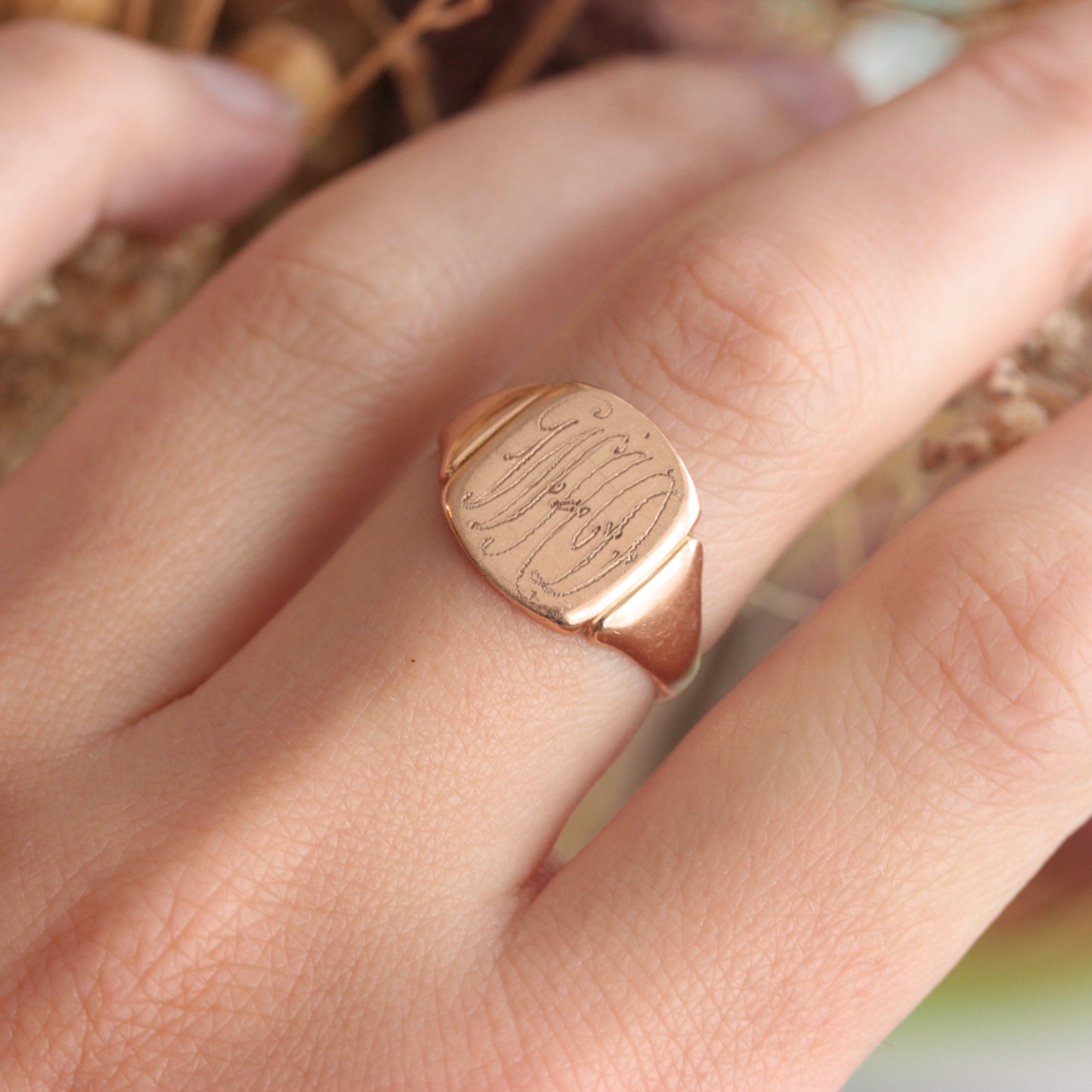 Early Vintage 9ct Gold Monogram Signet Ring, 1926