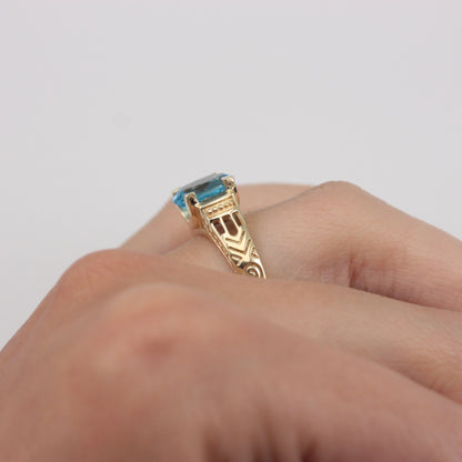 Pre-owned 9ct Gold Swiss Blue Topaz Solitaire Ring, 2006