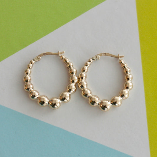 Pre-owned 9ct Gold Bubble Hoop Earrings, Medium