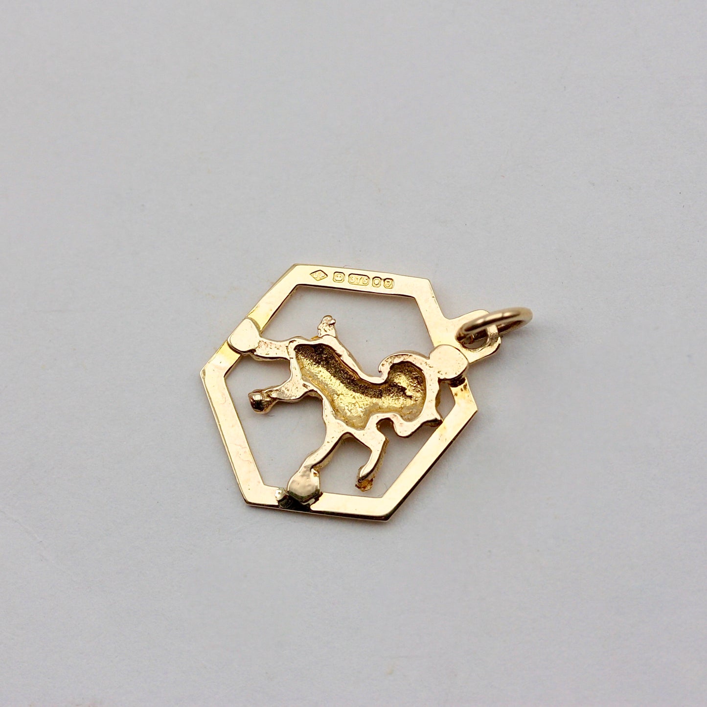 Vintage 9ct Gold Aries Ram Zodiac Pendant, 1980