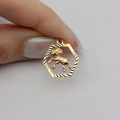 Vintage 9ct Gold Aries Ram Zodiac Pendant, 1980