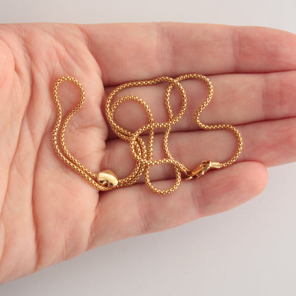 Pre-owned 9ct Gold Popcorn Chain Necklace with Heart Slider Bead
