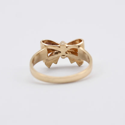 Vintage 9ct Gold Bow Ring, 1988