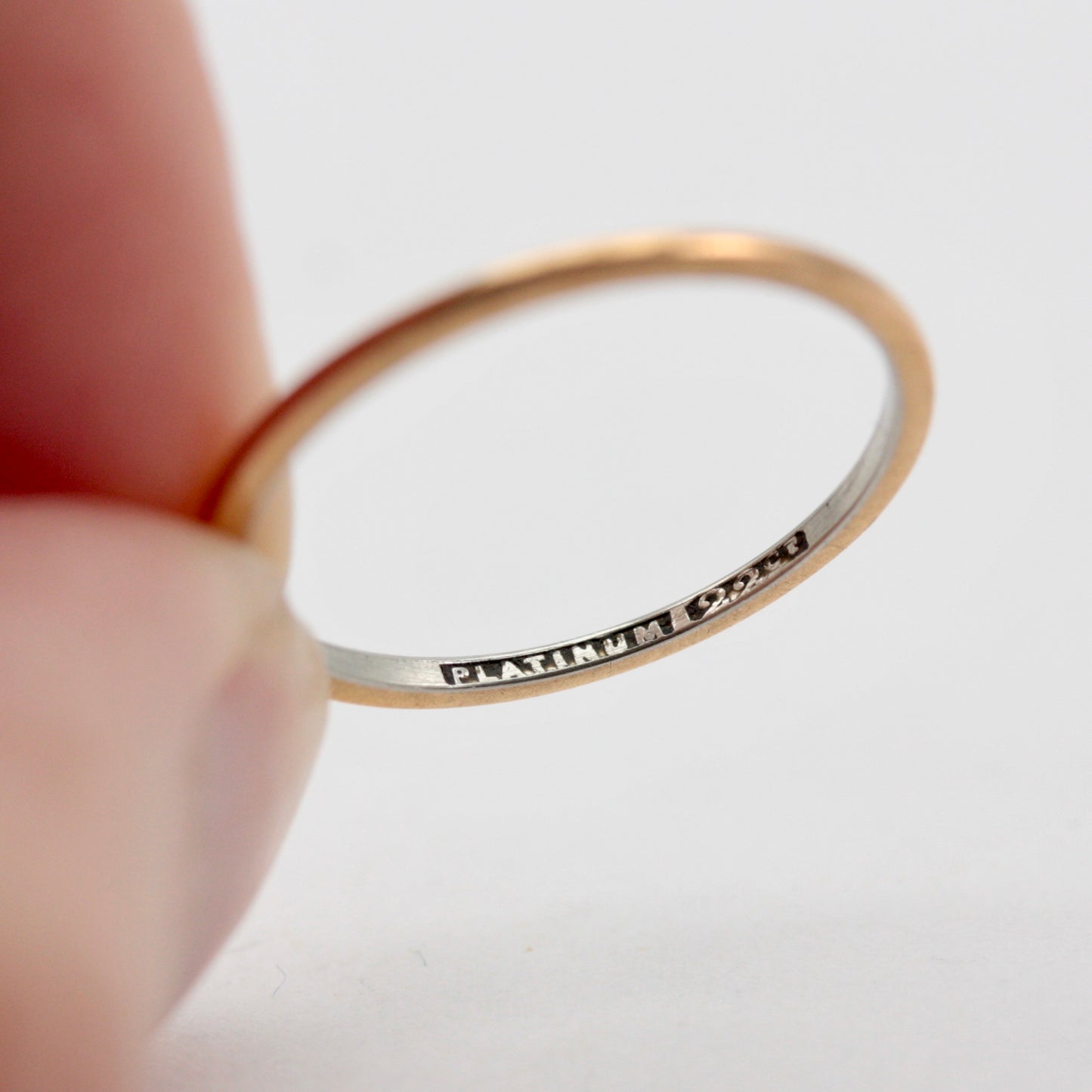 Early Vintage 22ct Gold & Platinum Skinny Wedding Band