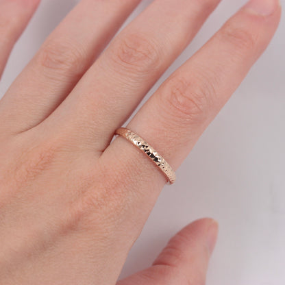 Pre-owned 9ct Rose Gold Textured Band Ring