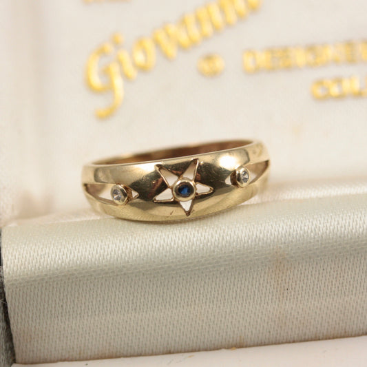 Vintage 9ct Gold Spinel Star Band Ring, 1970s